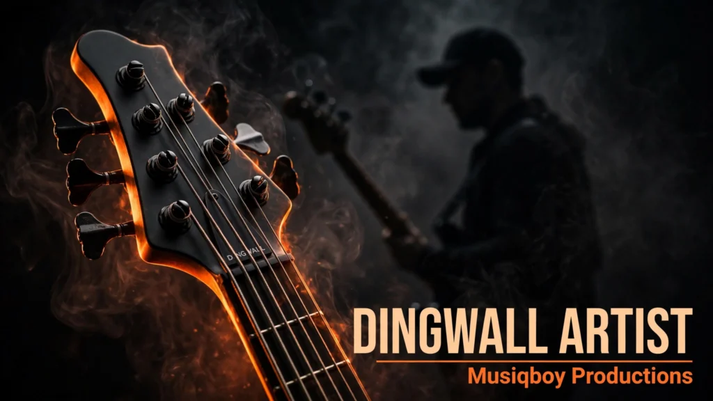 Dingwall artist - Jay Bratten with his Dingwall bass